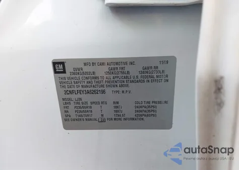 2010 Chevrolet Equinox Ltz из США, поврежденный, VIN 2CNFLFEY3A6262196